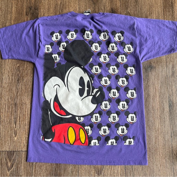 Vintage Mickey& Co Mickey Mouse AOP large double sided face graphic shirt M USA - Picture 10 of 12